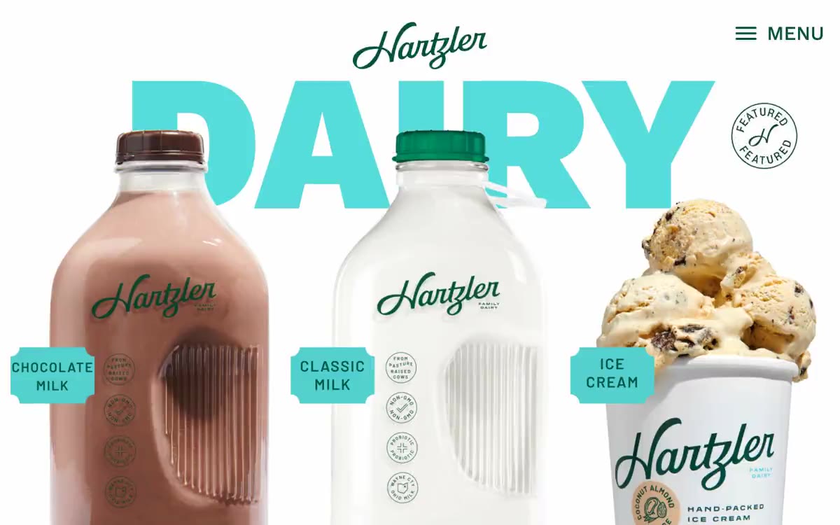 Hartzler Family Dairy — eine Vorschau einer Website in diesem Stil