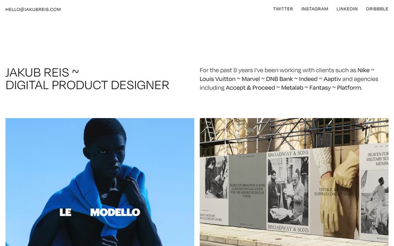 Jakub Reis — eine Vorschau einer Website in diesem Stil