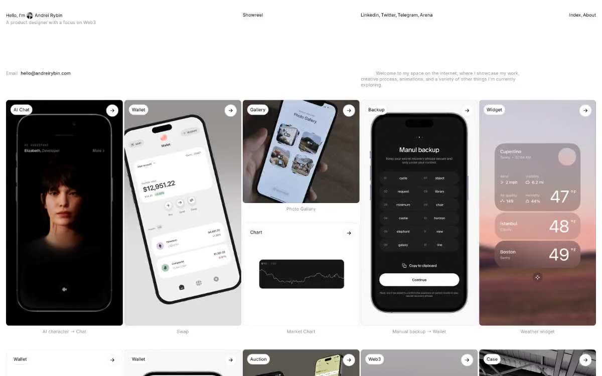 Andrei Rybin — eine Vorschau einer Website in diesem Stil