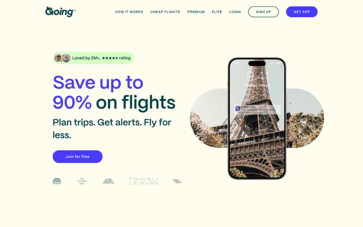 Going — una vista prèvia d'un lloc web amb aquest estil