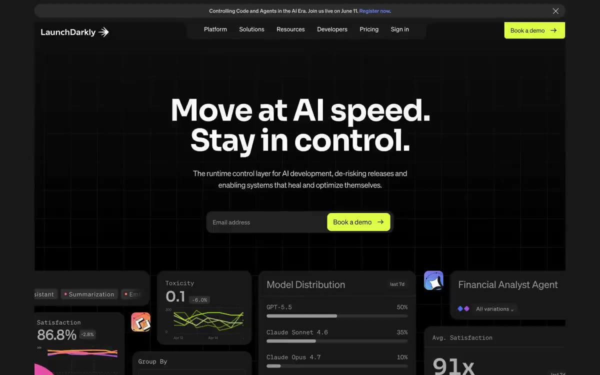 LaunchDarkly — eine Vorschau einer Website in diesem Stil