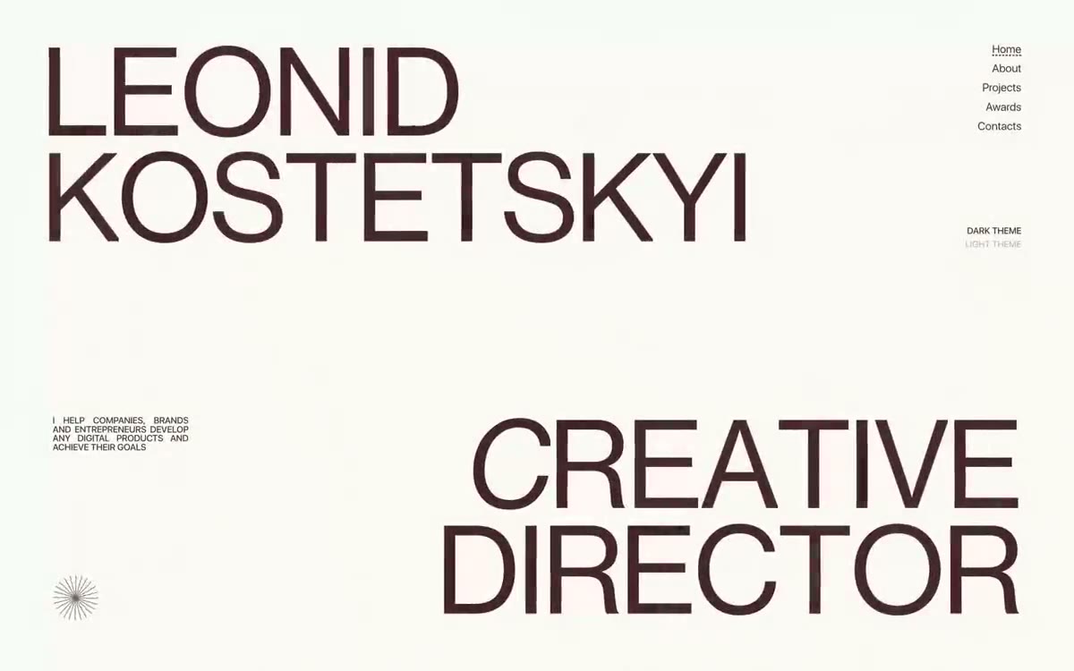 Leonid Kostetskyi — eine Vorschau einer Website in diesem Stil