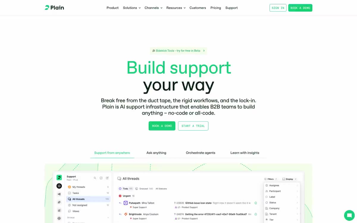 Plain — una vista prèvia d'un lloc web amb aquest estil