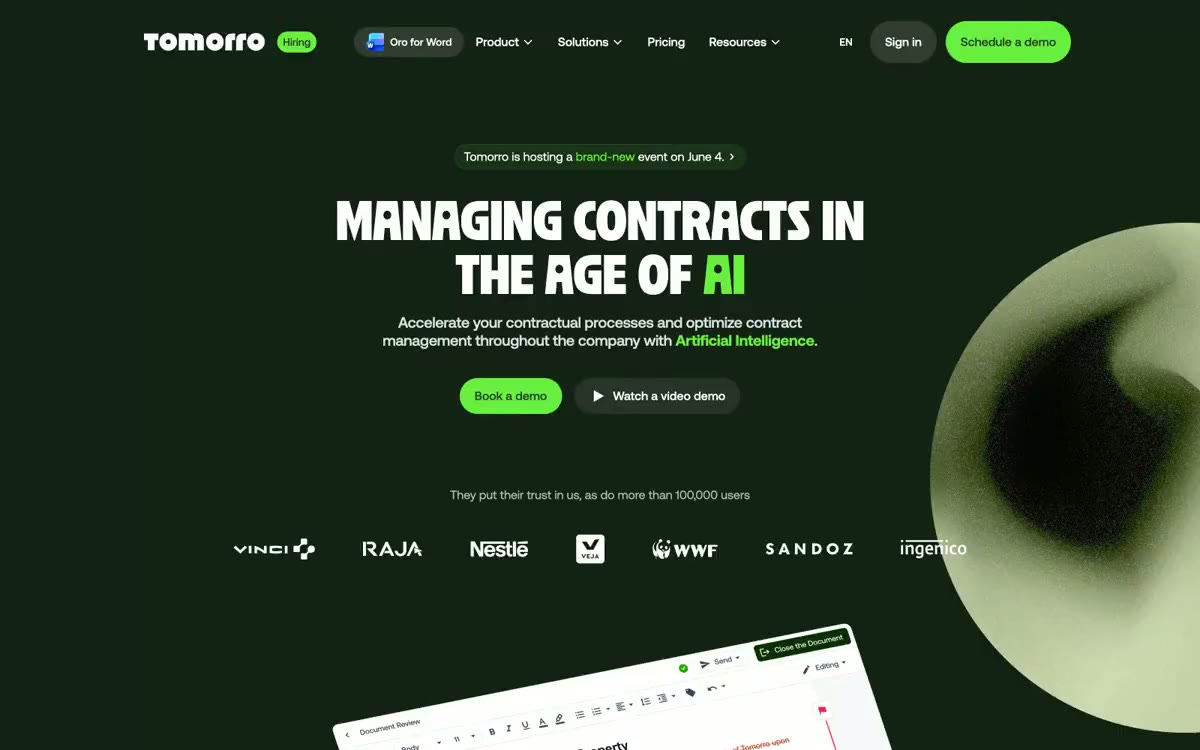 Tomorro — eine Vorschau einer Website in diesem Stil