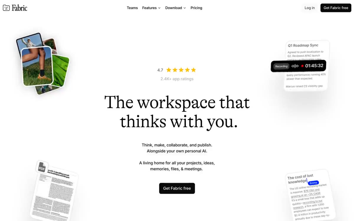 Fabric — eine Vorschau einer Website in diesem Stil