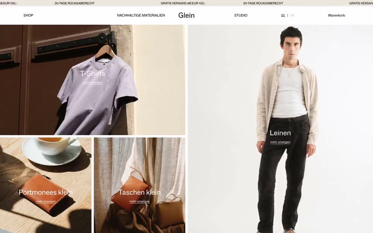 Glein — eine Vorschau einer Website in diesem Stil