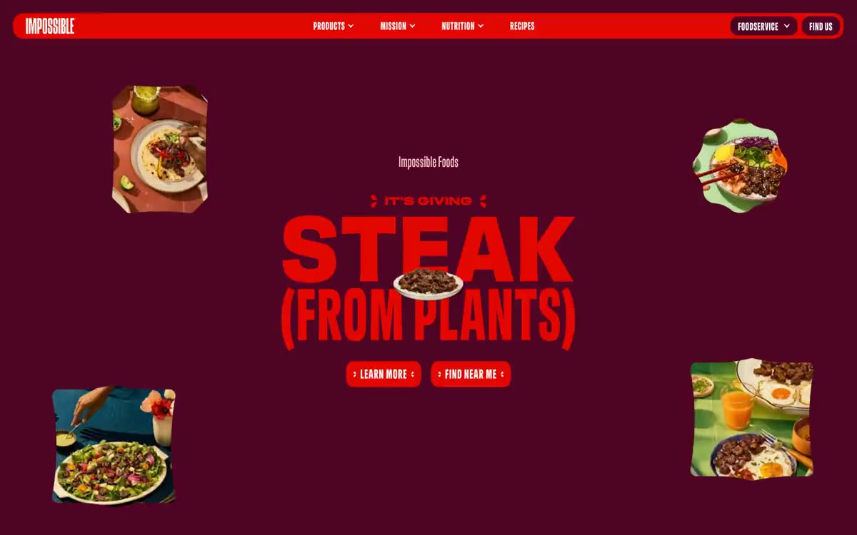 Home page | Impossible Foods — eine Vorschau einer Website in diesem Stil