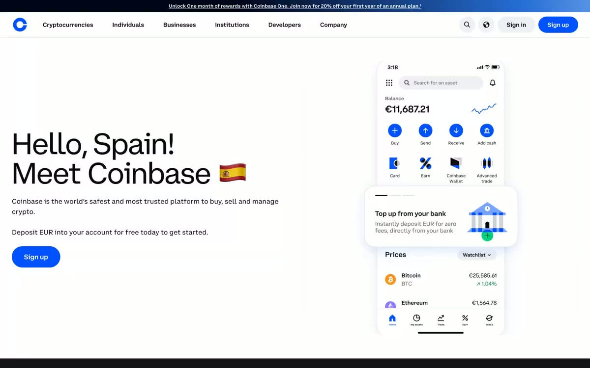 Coinbase – svetainės peržiūra šiuo stiliumi