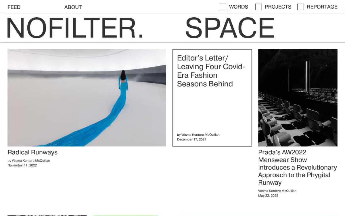 Nofilter.space — in foarbyld fan in side yn dizze styl