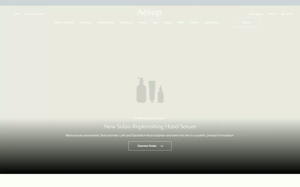 Aesop — پیش‌نمایشی از یک سایت با این سبک