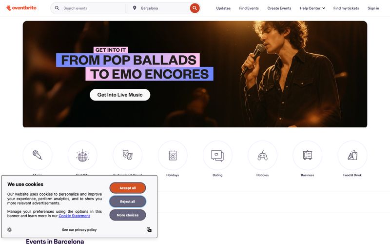 Eventbrite — una vista prèvia d'un lloc web amb aquest estil