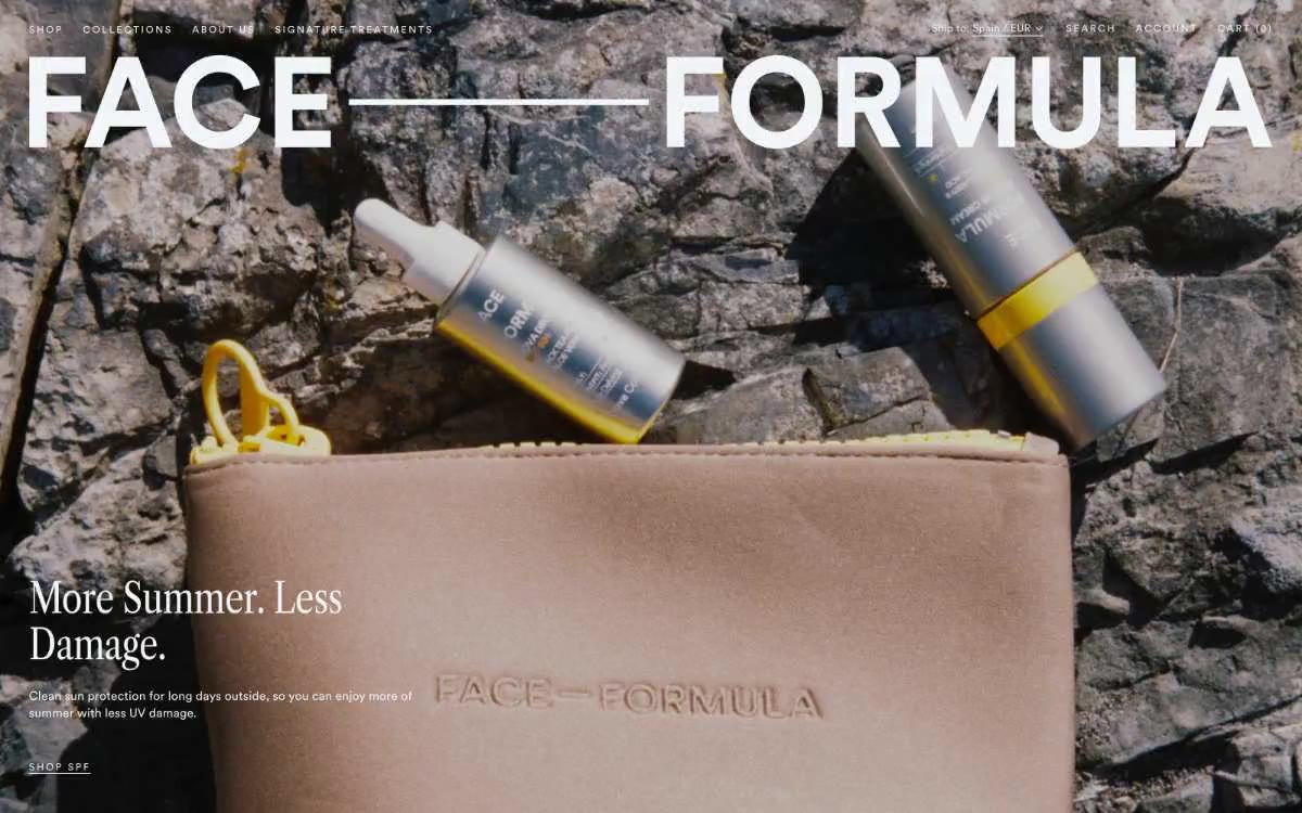 Face Formula — una vista previa de un sitio con este estilo