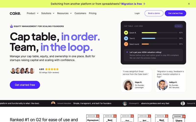 Cake Equity — en forhåndsvisning af et websted i denne stil