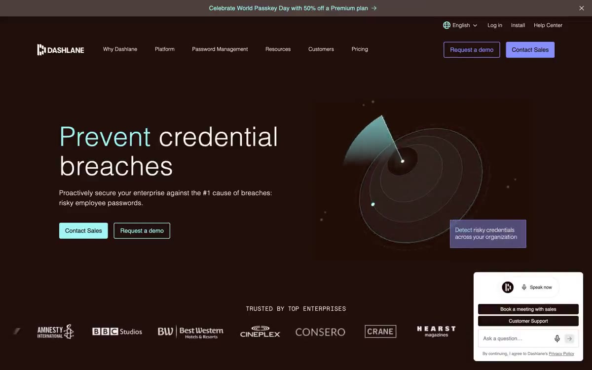 Dashlane — en forhåndsvisning af et websted i denne stil