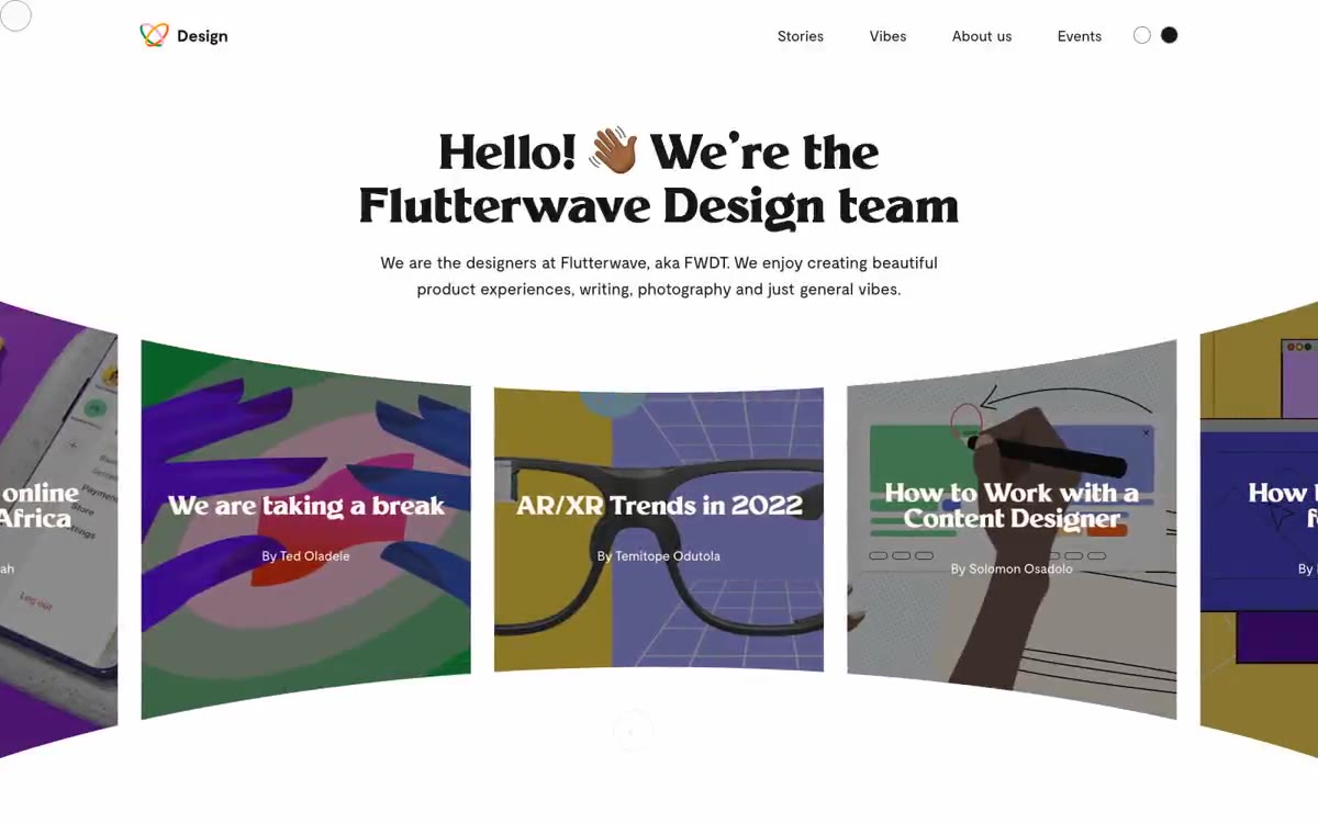 Flutterwave Design — هن انداز ۾ سائيٽ جو هڪ ڏيک