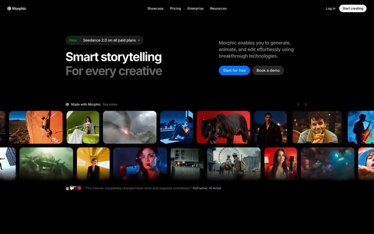 Morphic — eine Vorschau einer Website in diesem Stil