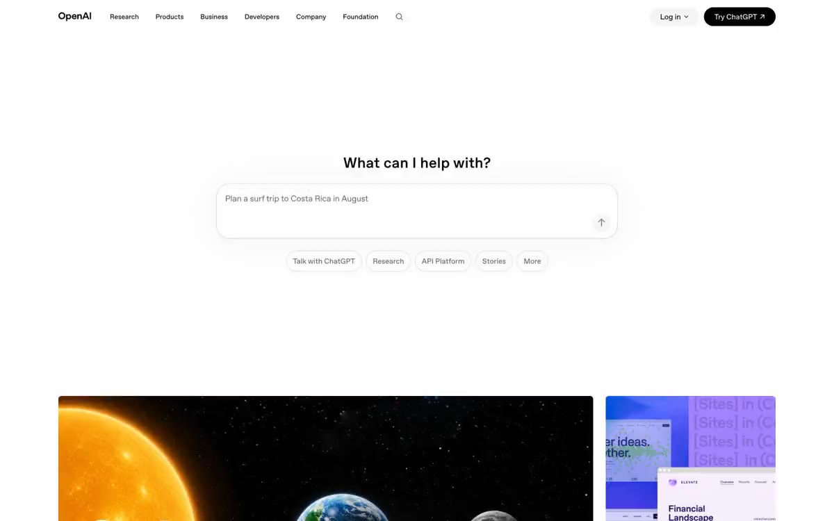 OpenAI – svetainės peržiūra šiuo stiliumi