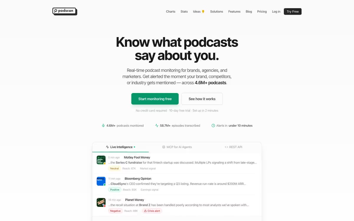 Podscan.fm — estilo honetako gune baten aurrebista