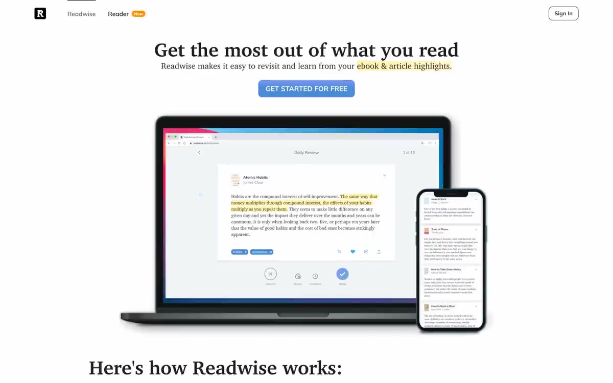 Readwise — estilo honetako gune baten aurrebista