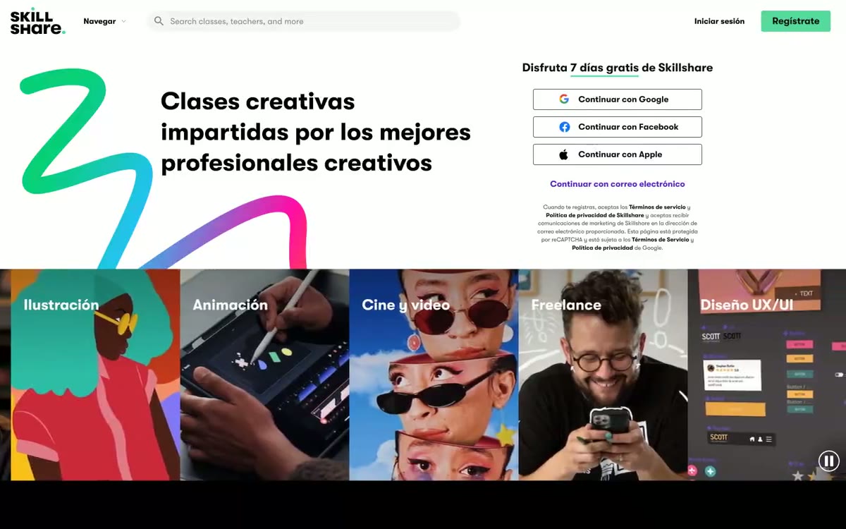 Skillshare — eine Vorschau einer Website in diesem Stil