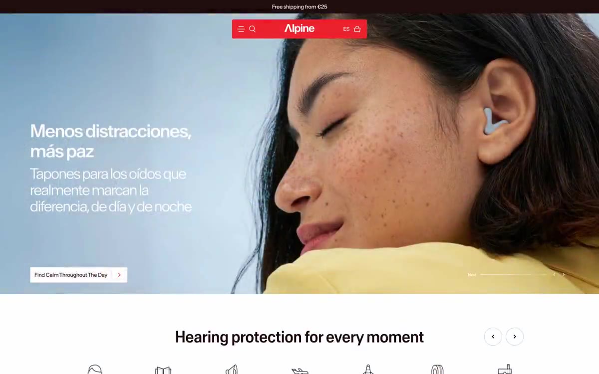 Alpine Hearing Protection — eine Vorschau einer Website in diesem Stil