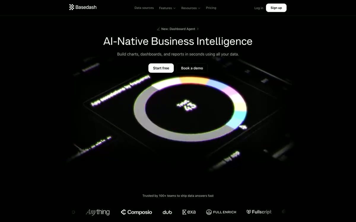 Basedash — eine Vorschau einer Website in diesem Stil