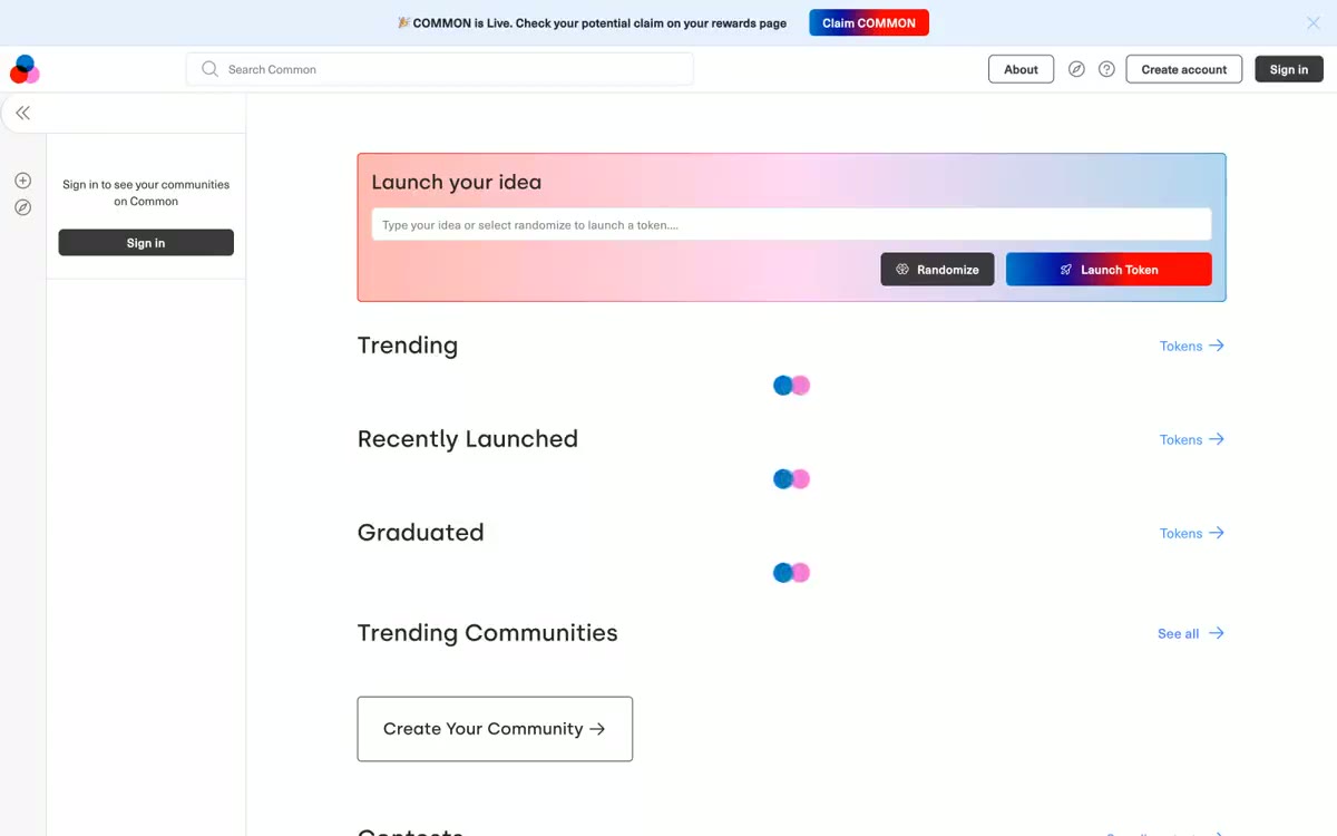 Common — eine Vorschau einer Website in diesem Stil