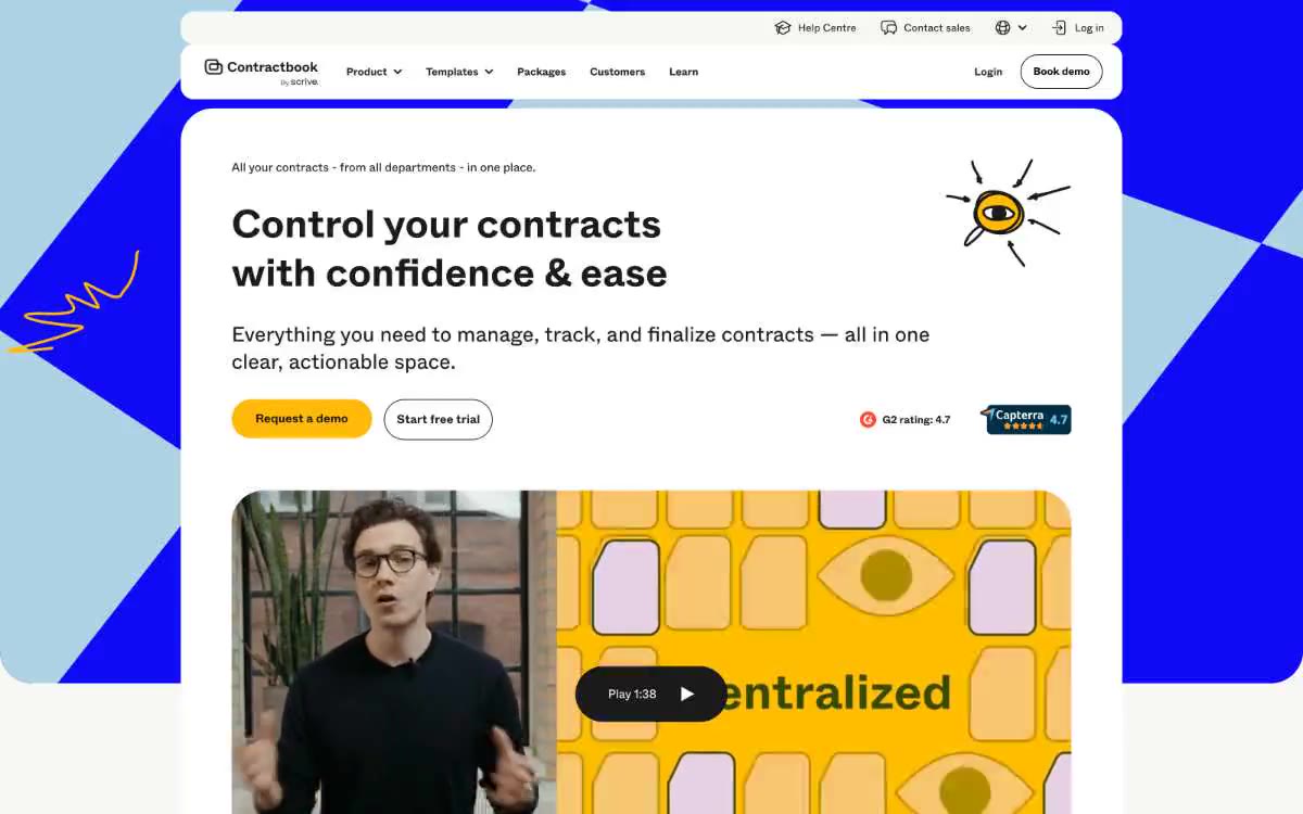 Contractbook — eine Vorschau einer Website in diesem Stil