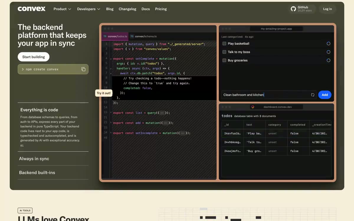 Convex — eine Vorschau einer Website in diesem Stil