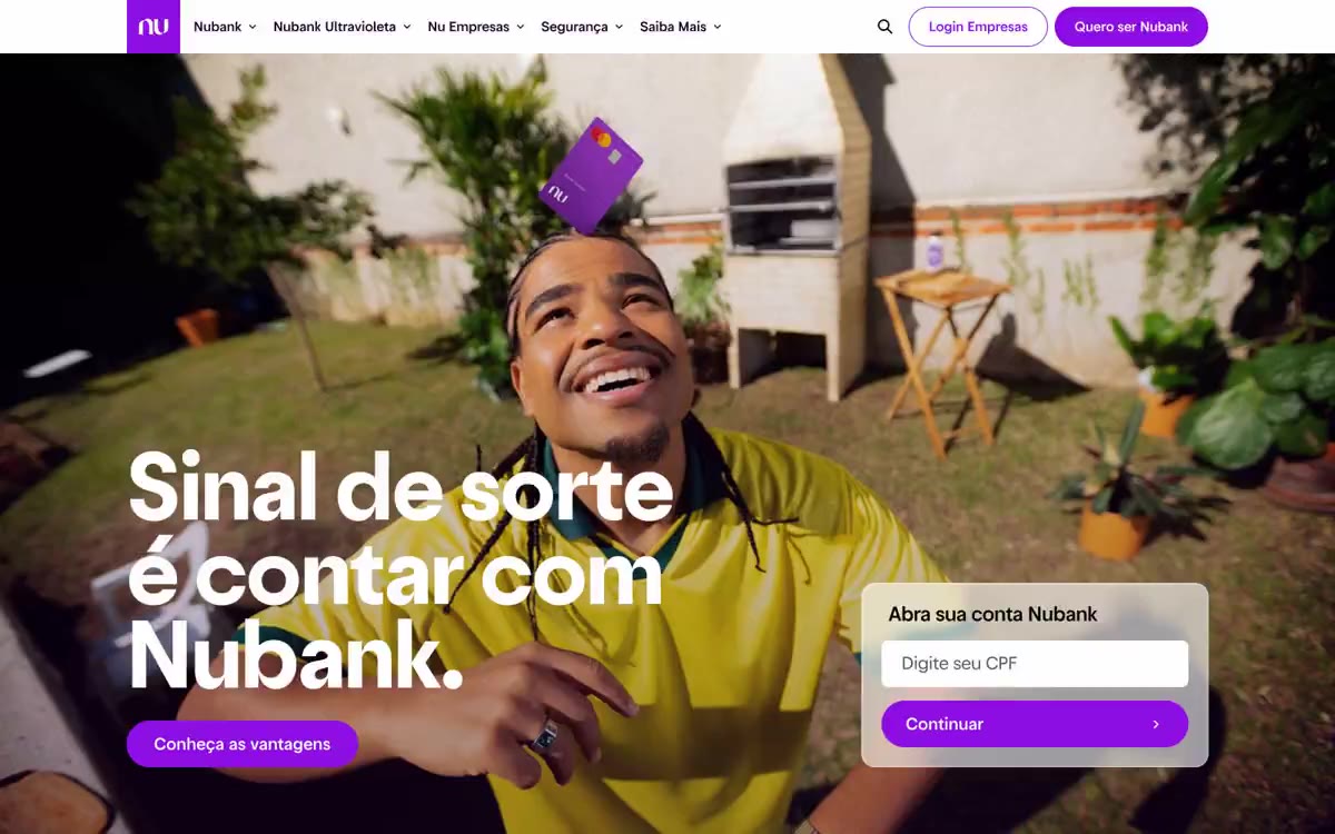Nubank — پیش‌نمایشی از یک سایت با این سبک