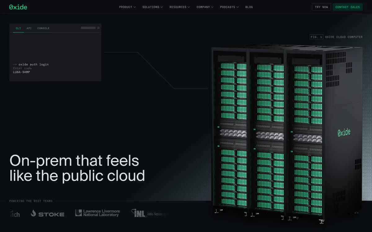 Oxide Computer Company — превью сайта в этом стиле