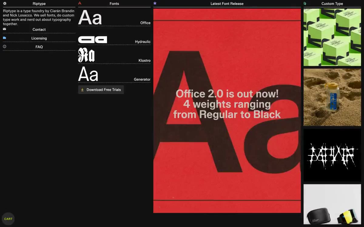 Riptype Foundry — eine Vorschau einer Website in diesem Stil