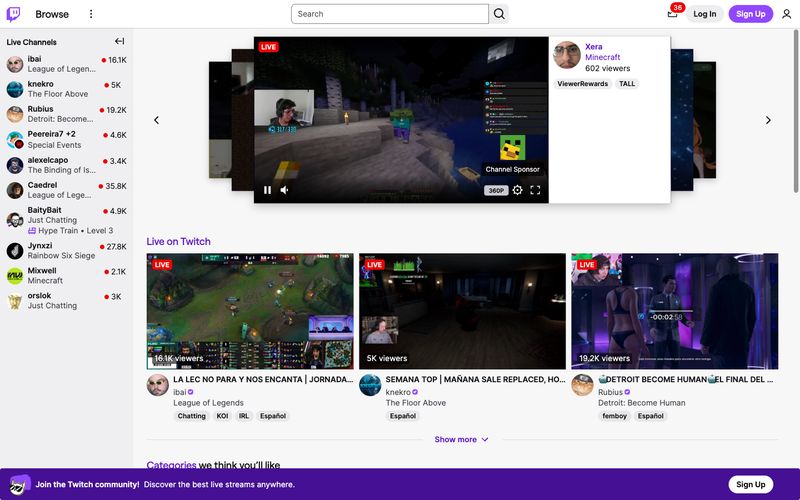 Twitch — podgląd witryny w tym stylu