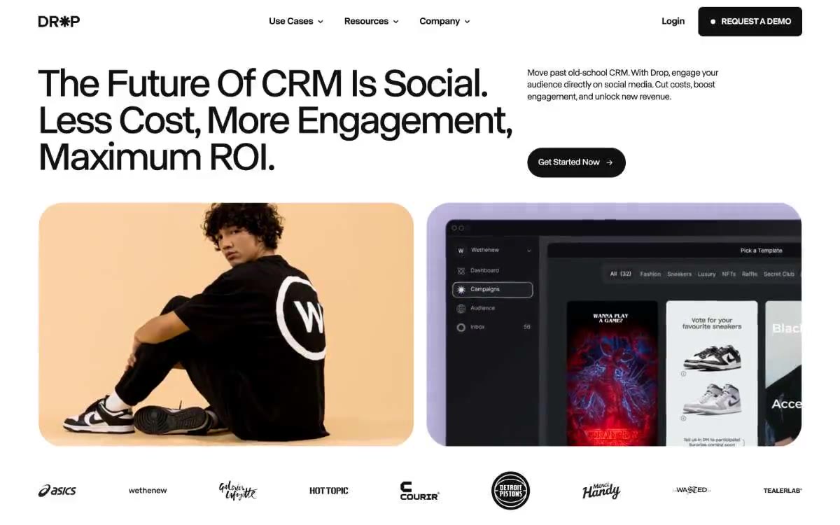 Drop — una vista prèvia d'un lloc web amb aquest estil
