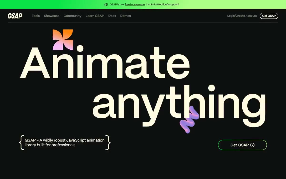 Gsap — eine Vorschau einer Website in diesem Stil