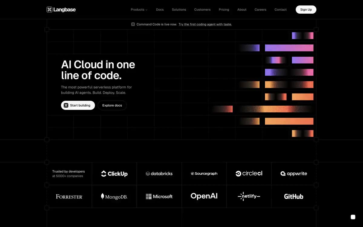 Langbase — eine Vorschau einer Website in diesem Stil