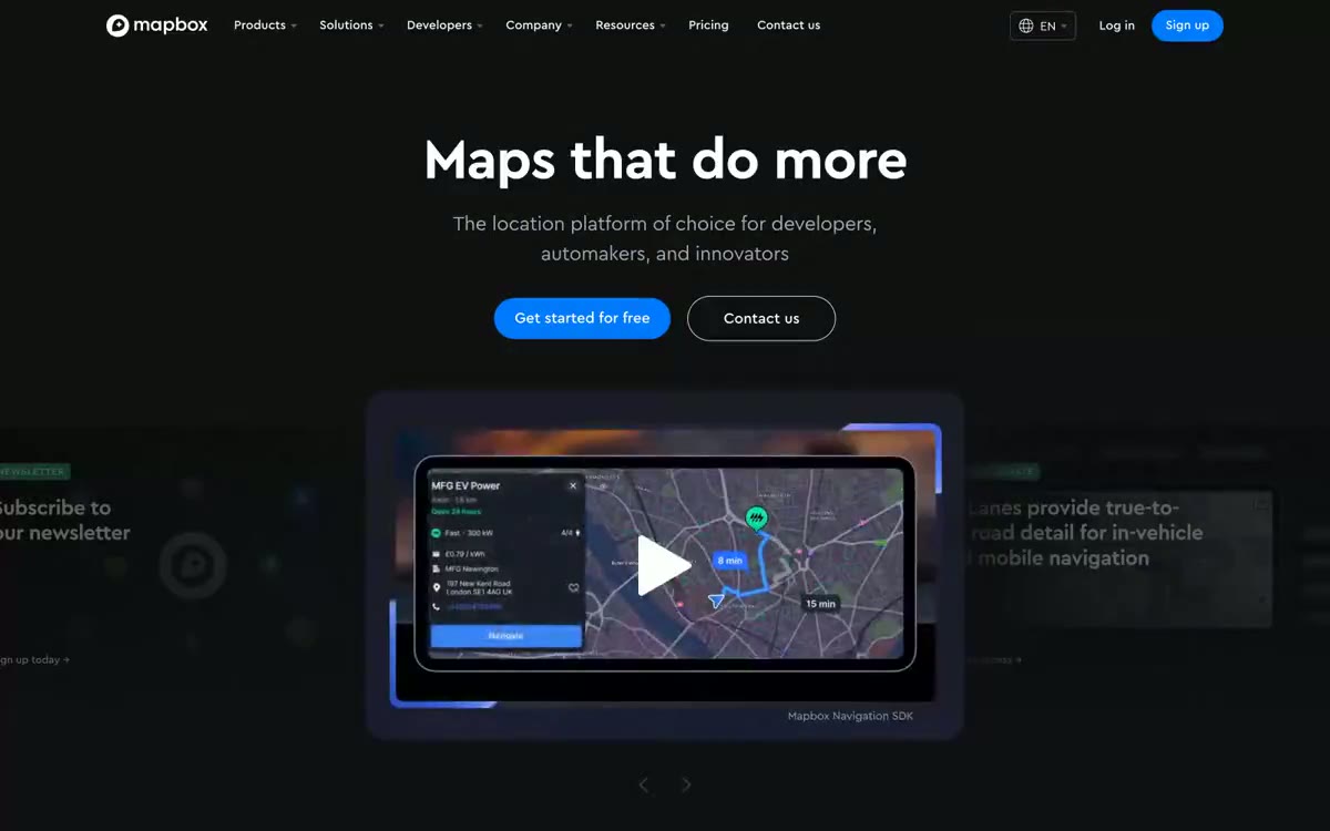 Mapbox — eine Vorschau einer Website in diesem Stil