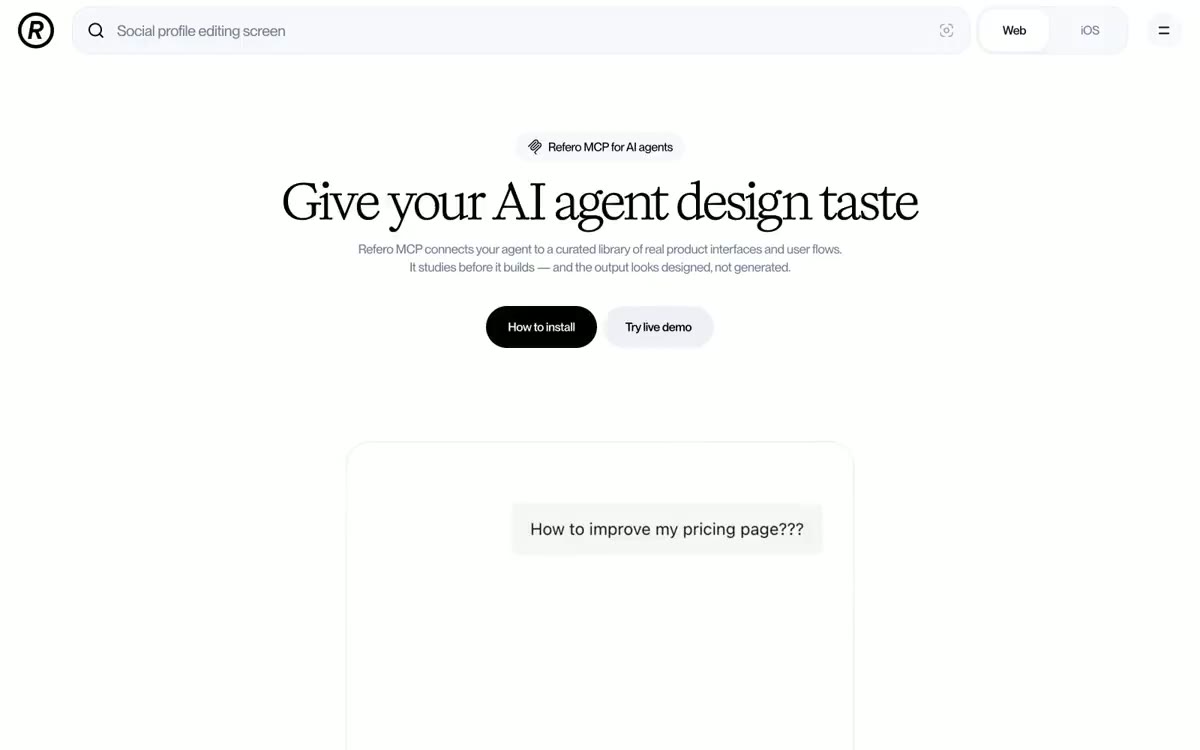 Refero — eine Vorschau einer Website in diesem Stil