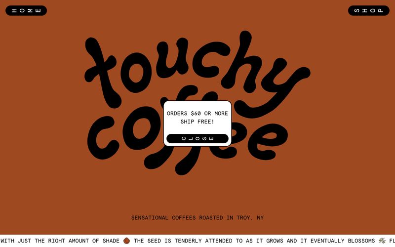 Touchy Coffee — eine Vorschau einer Website in diesem Stil