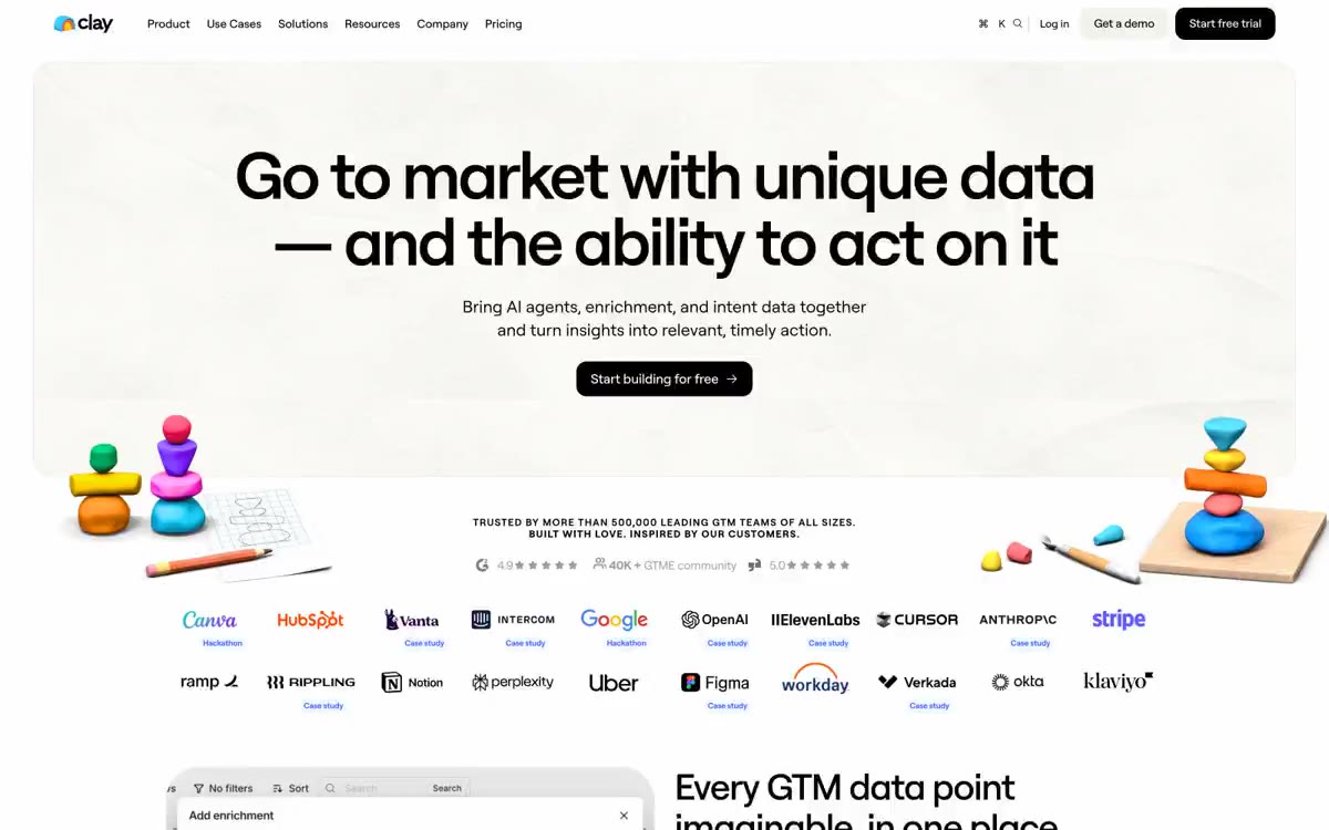 Clay — eine Vorschau einer Website in diesem Stil