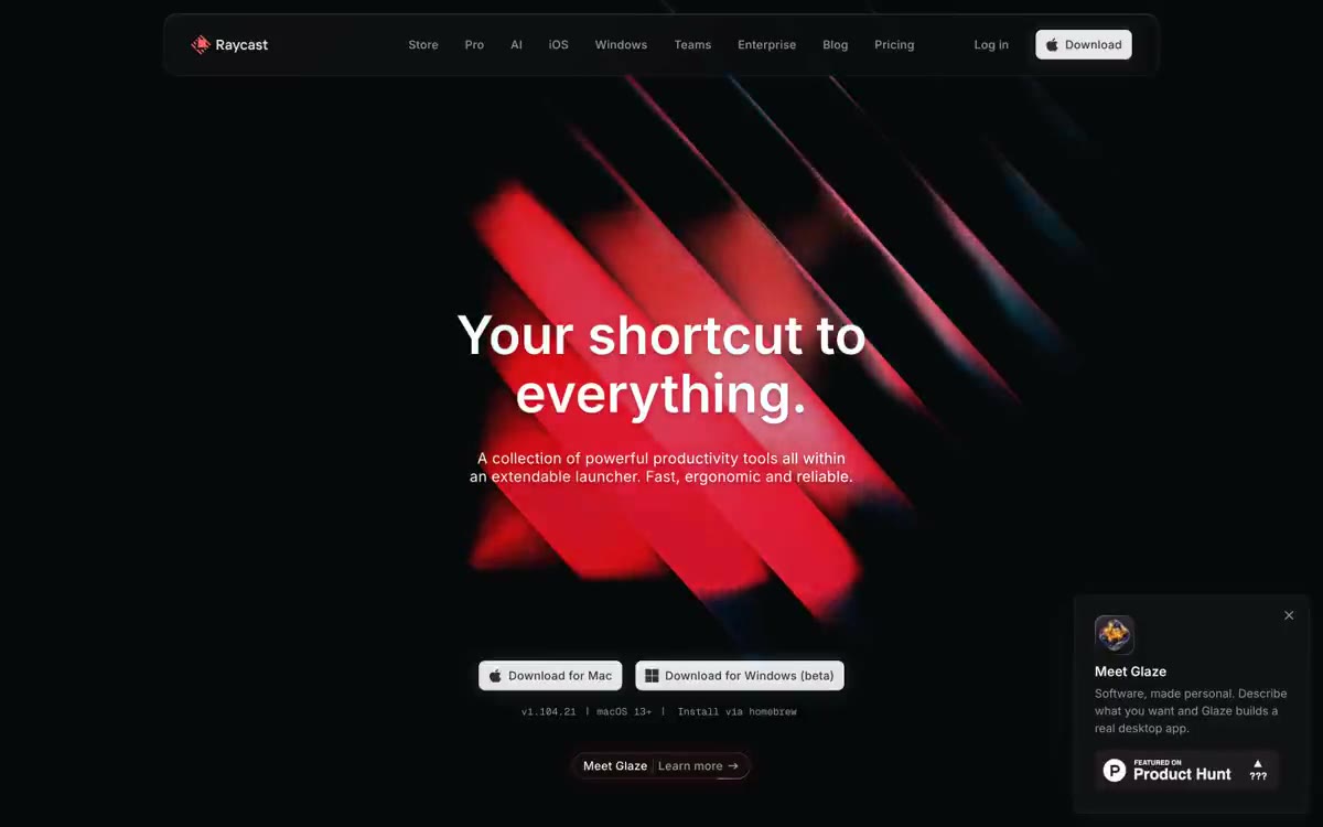 Raycast — преглед сајта у овом стилу