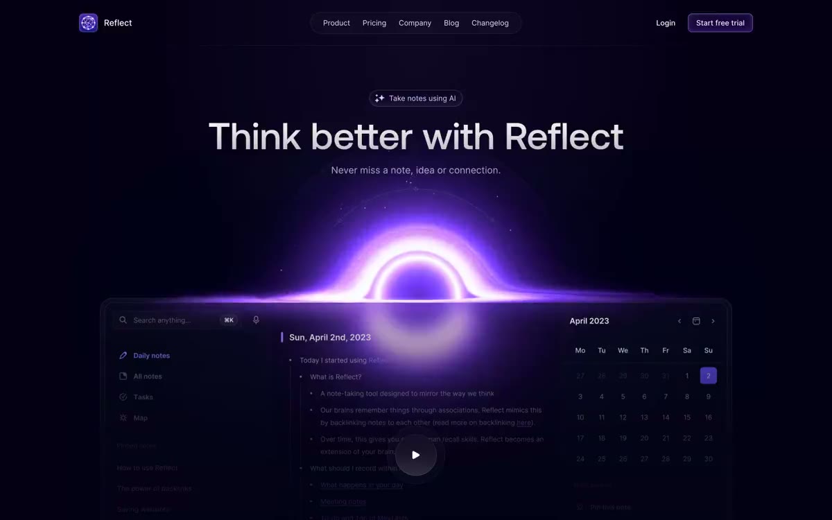 Reflect Notes — estilo honetako gune baten aurrebista