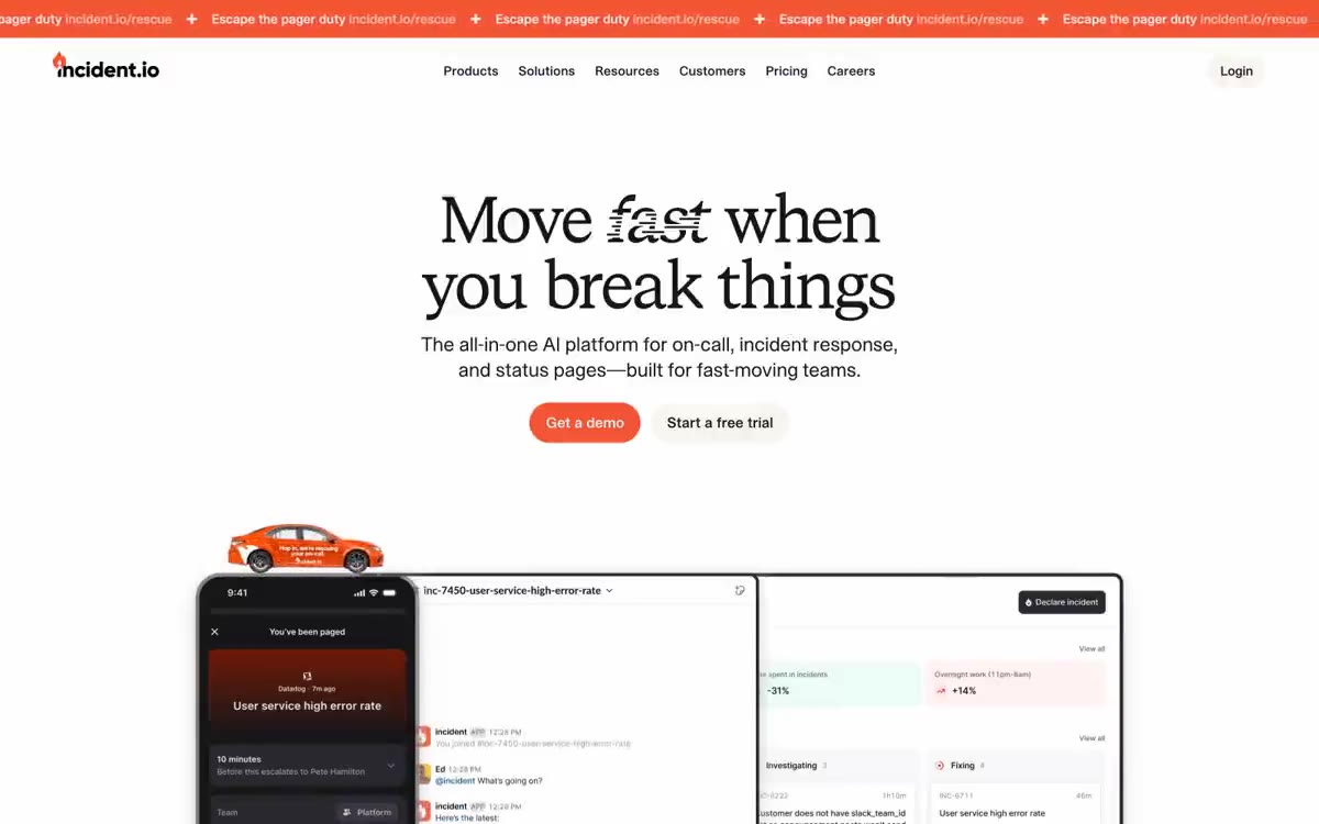 Incident — una vista prèvia d'un lloc web amb aquest estil