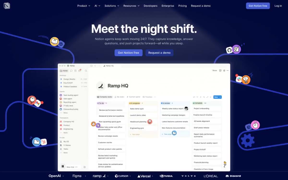 Notion — eine Vorschau einer Website in diesem Stil