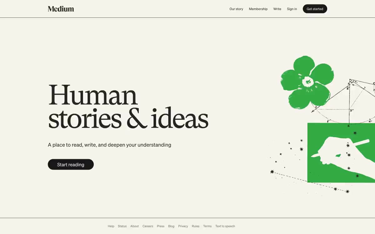 Medium — eine Vorschau einer Website in diesem Stil
