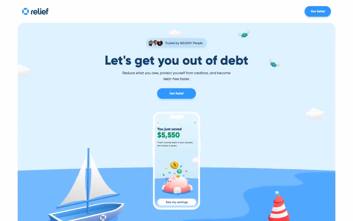 Relief — eine Vorschau einer Website in diesem Stil