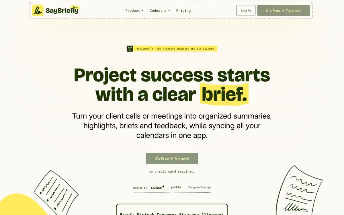 Say Briefly — eine Vorschau einer Website in diesem Stil