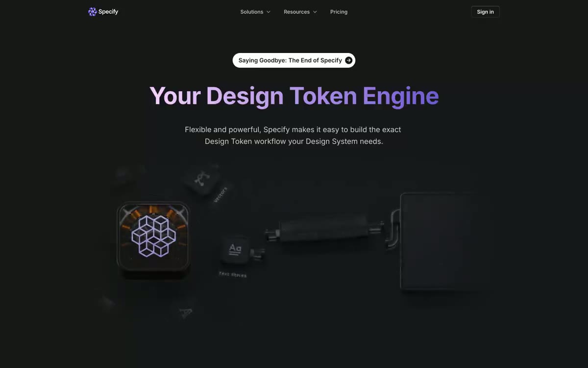 Specify — una vista prèvia d'un lloc web amb aquest estil