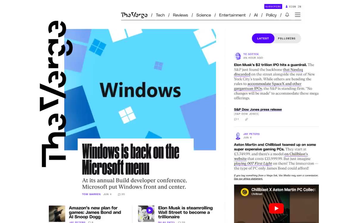 The Verge — eng Virschau vun enger Säit an dësem Stil