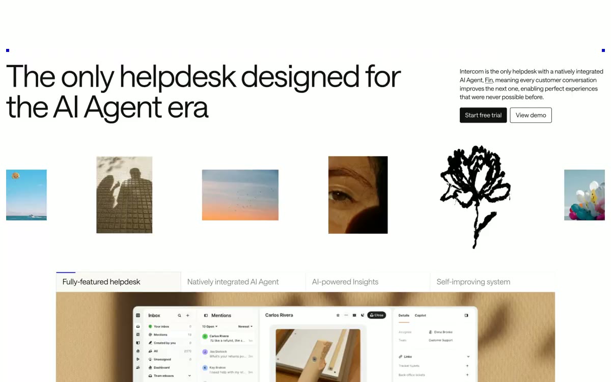 Intercom — eine Vorschau einer Website in diesem Stil
